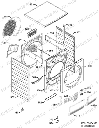 Взрыв-схема сушильной машины Electrolux EDC2084PSW - Схема узла Housing 001